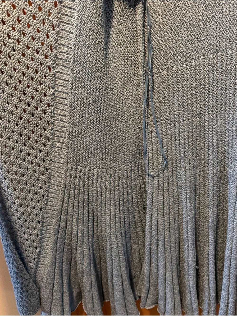 Open-Front Blue Knit Women's Sweater Cardigan